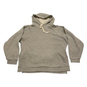 G. Label by Goop Hoodie Heather Gray Fleece Oversized Slits Ties Womens Small